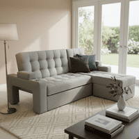 Camila Home - Sofá Cama En L Gris Oscuro 3 Plazas Con Baúl Y Puffs 200 Cm