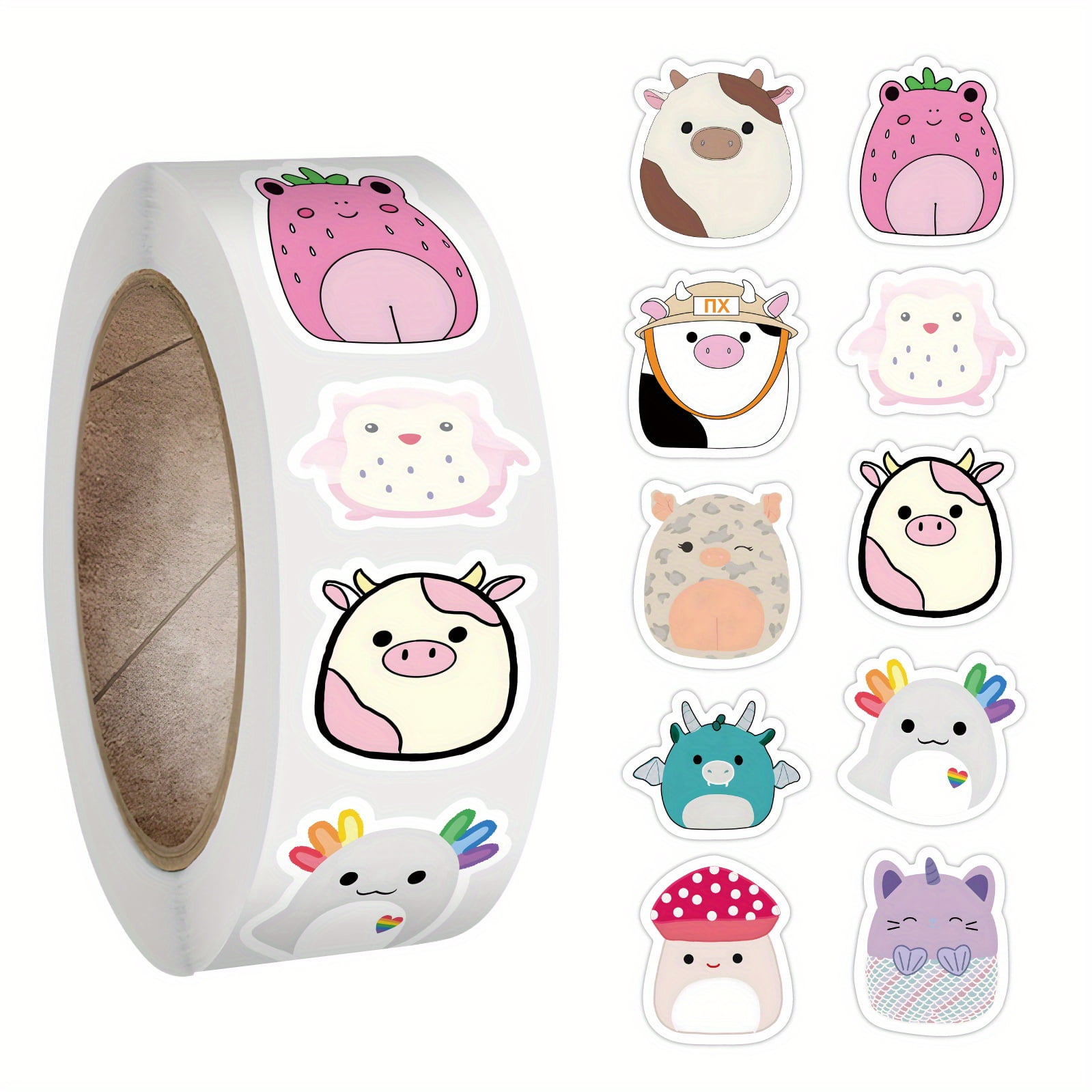 500Pcs Cute Animal Stickers Roll, Cute Stuffed Animal Stickers For Kids ...