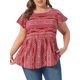 thumbnail image 1 of Agnes Orinda Blusa de Talla Grande para Mujeres Escuela Universidad Boho Estampado Floral Cuello Redondo Mangas con Volantes Camisas 1X Burdeos, 1 of 6