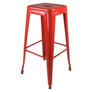 Castletec - Taburete Piso Metal Tolix Para Comedor Bar Lf5-03H - Rojo