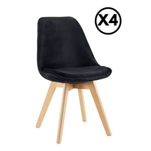 Moadchile - Pack 4 Sillas Tulip Velvet Terciopelo Acolchadas Negro