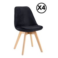 Moadchile - Pack 4 Sillas Tulip Velvet Terciopelo Acolchadas Negro