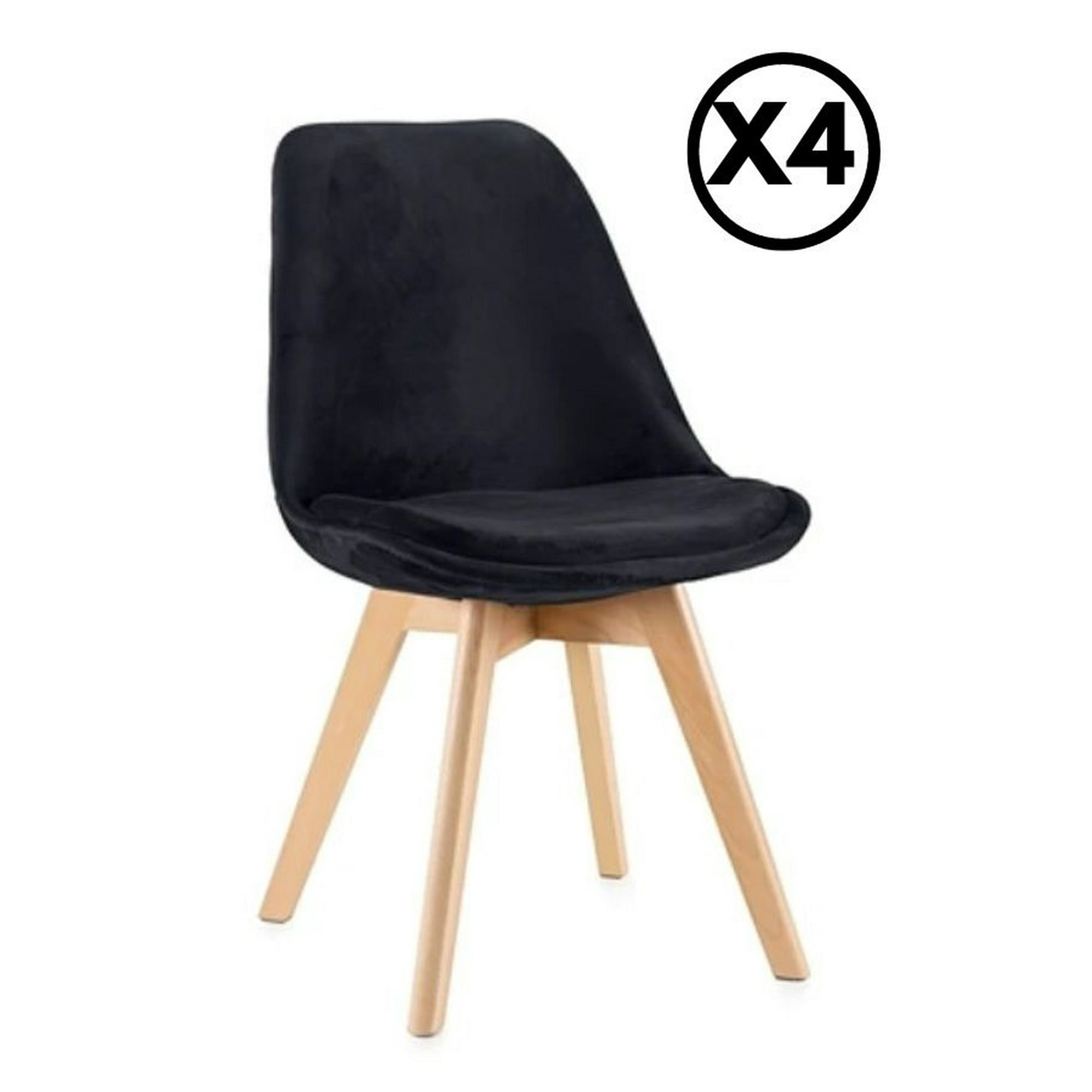 Moadchile - Pack 4 Sillas Tulip Velvet Terciopelo Acolchadas Negro