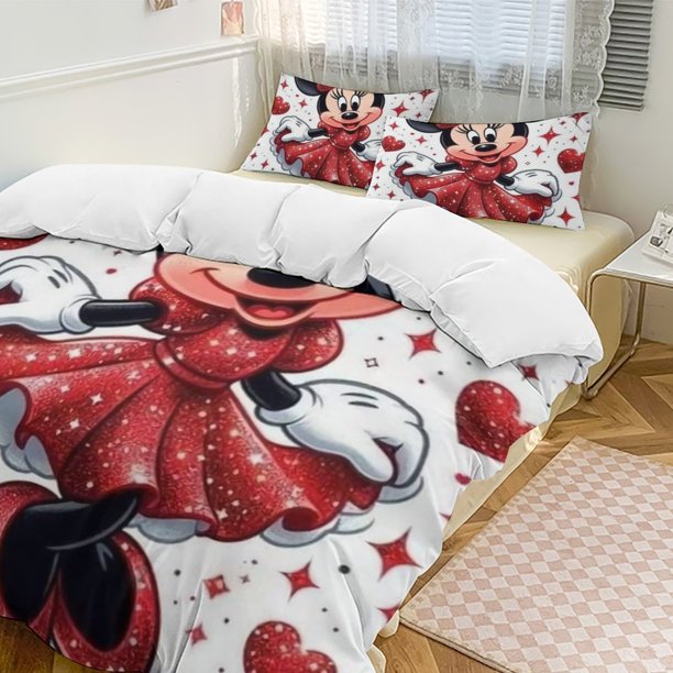 Minnie MouseCartoon Collection 3-Piece Comforter Set, Personalized Bedding Decor for Kids And Teens Bed Sheets