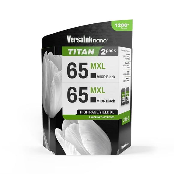 Cartucho de tinta VersaInk 65 MXL Titan MICR negro, paquete de 2