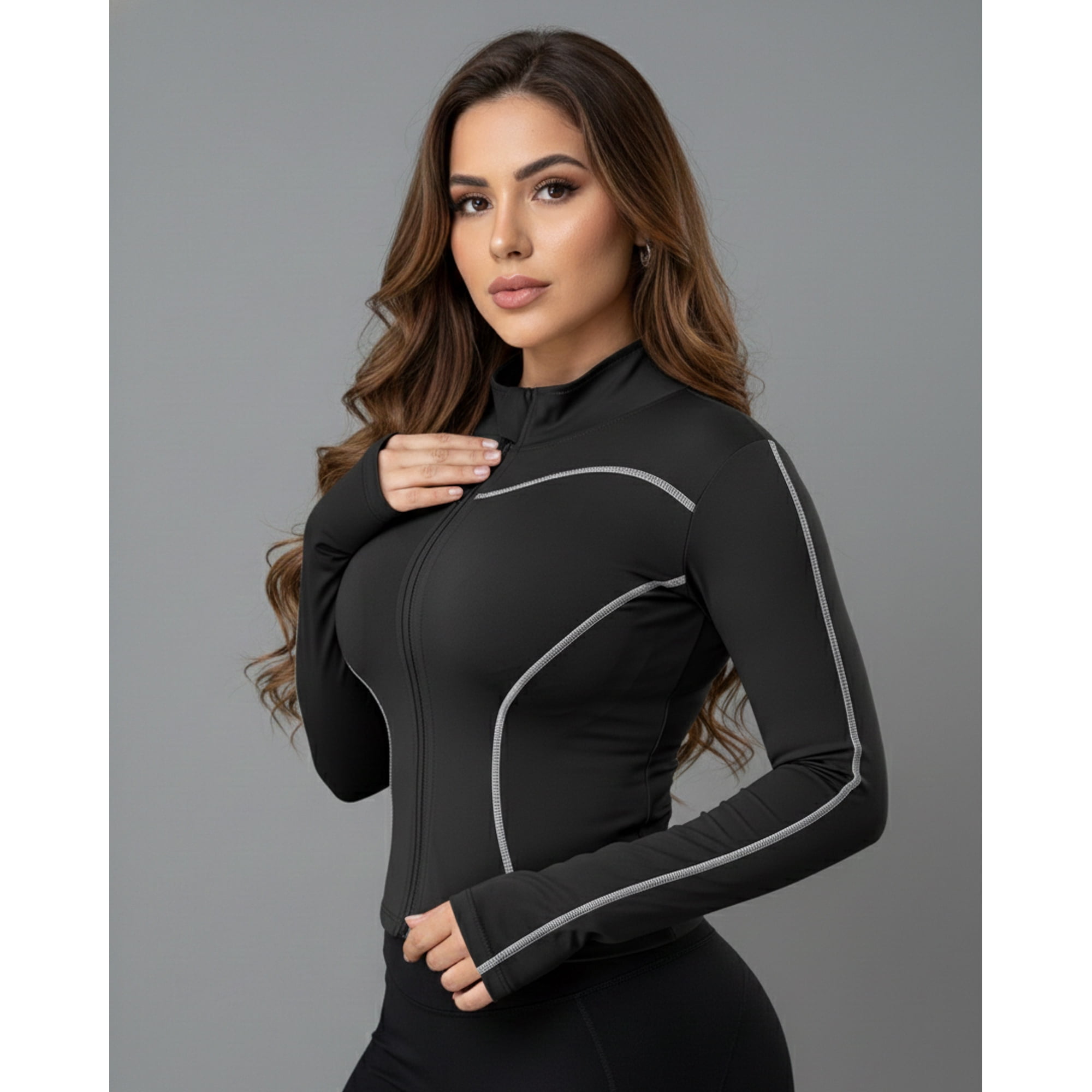 Flix Spa - Chaqueta Deportiva Mujer Corte Ajustado Fitness Gym Estiliza