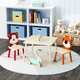 thumbnail image 1 of Kids Table and 2 Chairs Set, 3 Pieces Toddler Table and Chair Set, Wooden Activity Play Table Set (Bear&Tiger), 1 of 3