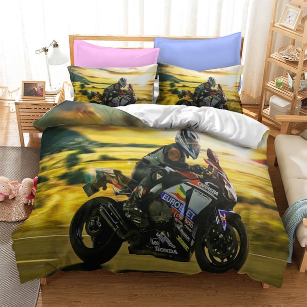 Fashion Motorcycle Duvet Cover Bedding Set Comforter Linen Pillowcases Quilt Cover Home Decor Single Double Twin Bed Sheets