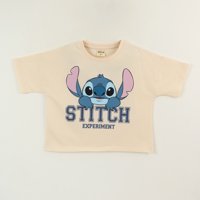 Polera Manga Corta Niña Beige Cara Lilo & Stitch Disney