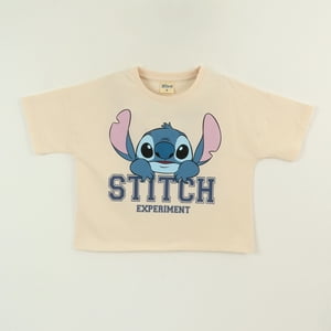 Polera Manga Corta Niña Beige Cara Lilo & Stitch Disney