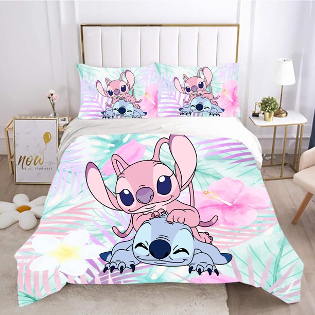 Stitch Bedding Duvet Cover Anime Bedding Sets 3D Printed Lightweight 3 Pieces Comforter Cover Sets