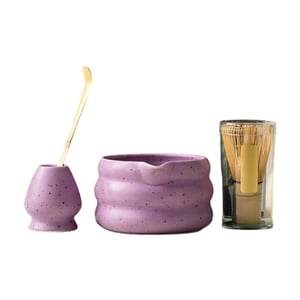 Magideal - 4X Tradicional Matcha Set Matcha Batidor De Inicio Herramientas Portátiles Regalos De Tazón De Té Batido Tazón De Cerámica Tazón Para Comedor Púrpura