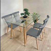 Nevi Express - Comedor Mesa De Vidrio 120X80 + 4 Sillas Windsor