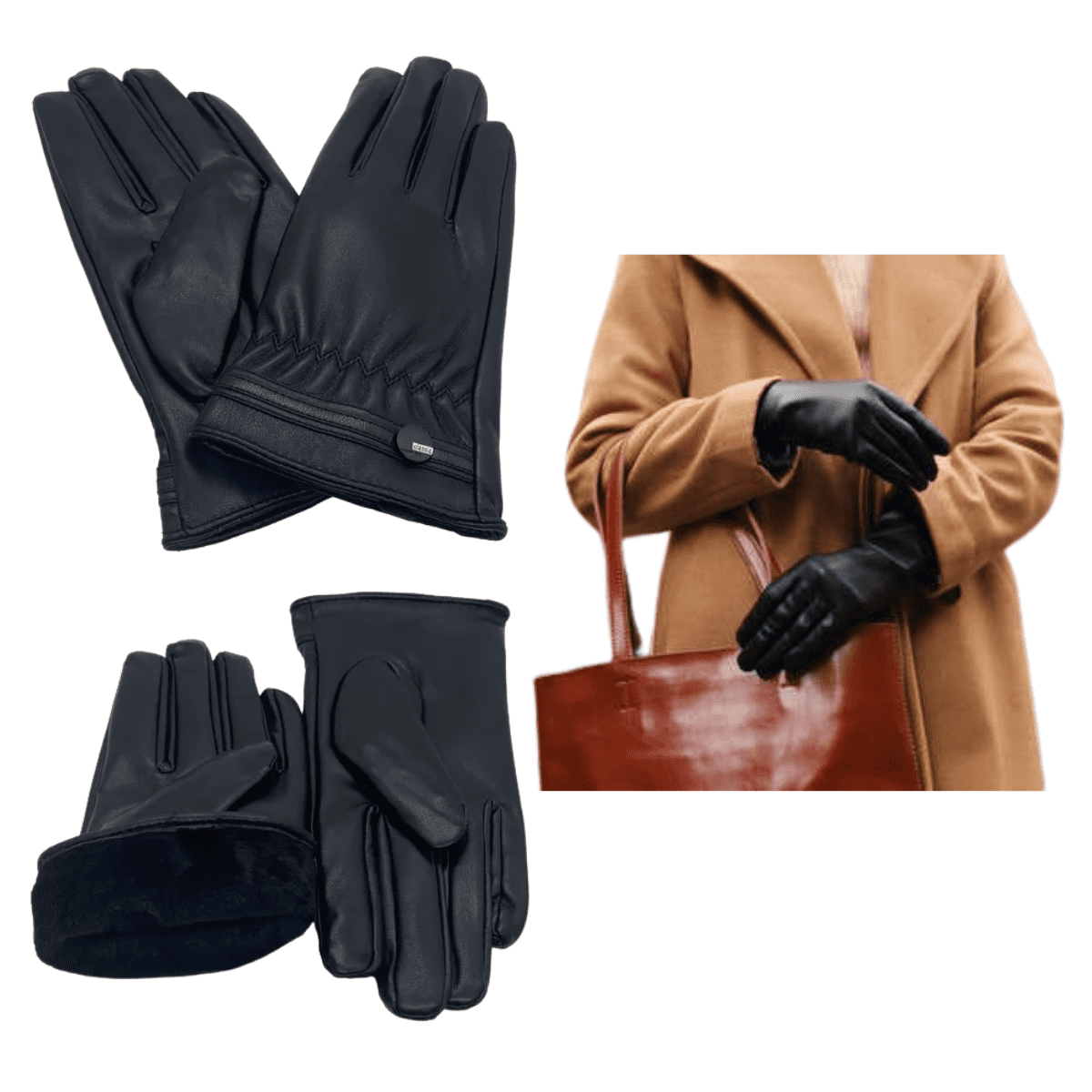 Genérico - Guantes Cuero Sintético Mujer Invierno