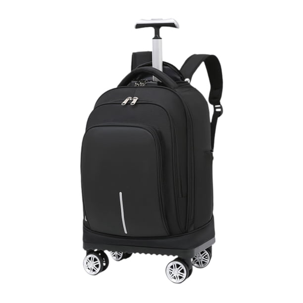 Mochila con ruedas para ordenador portátil, Maleta de 18 pulgadas, mochila para ordenador, viaje, portátil, negocios, durante la noche, hombres y , Negro