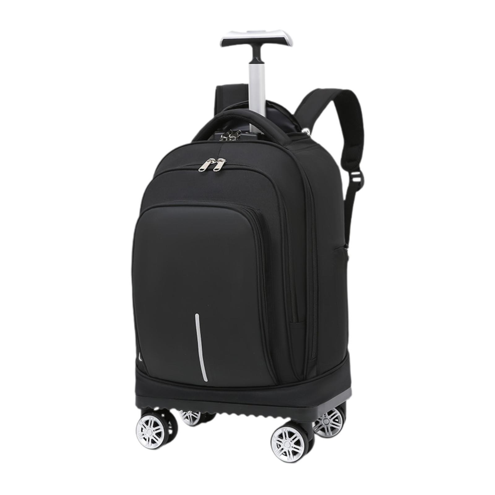 Magideal - Mochila Con Ruedas Para Ordenador Portátil, Maleta De 18 Pulgadas, Mochila Para Ordenador, Viaje, Portátil, Negocios, Durante La Noche, Hombres Y , Negro