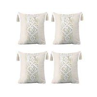 Genérico - Pack De 4 Fundas De Cojin Estilo Bohemio 45X45 Cm Blanco 03