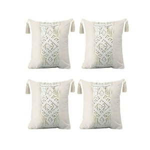 Genérico - Pack De 4 Fundas De Cojin Estilo Bohemio 45X45 Cm Blanco 03