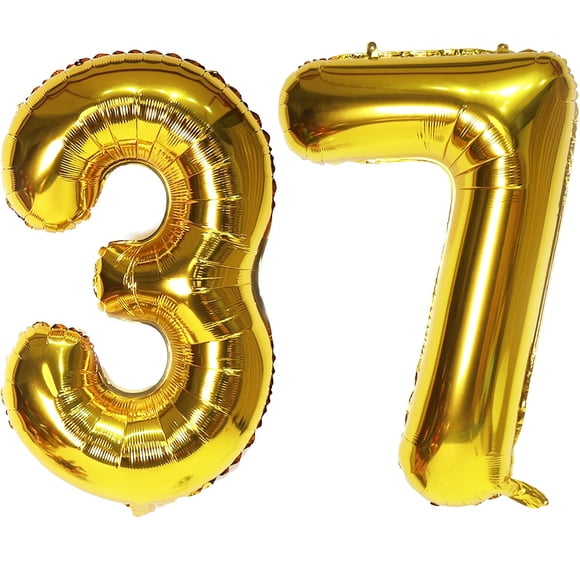 Número de globo EBAIJQUO 37 dorado de 37 pulgadas para decoración de fiestas