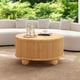 thumbnail image 2 of Round Fluted Coffee Table with Storage, Pine Solid Wood, Sliding Door, Natural, 31.8", 2 of 3