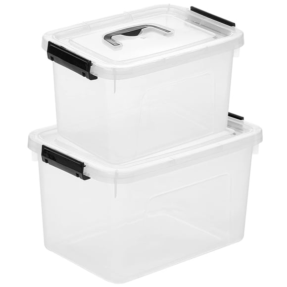 Caja con cierre de almacenamiento JUJIAJIA de plástico transparente, 7 L/16 L con asa, paquete de 2