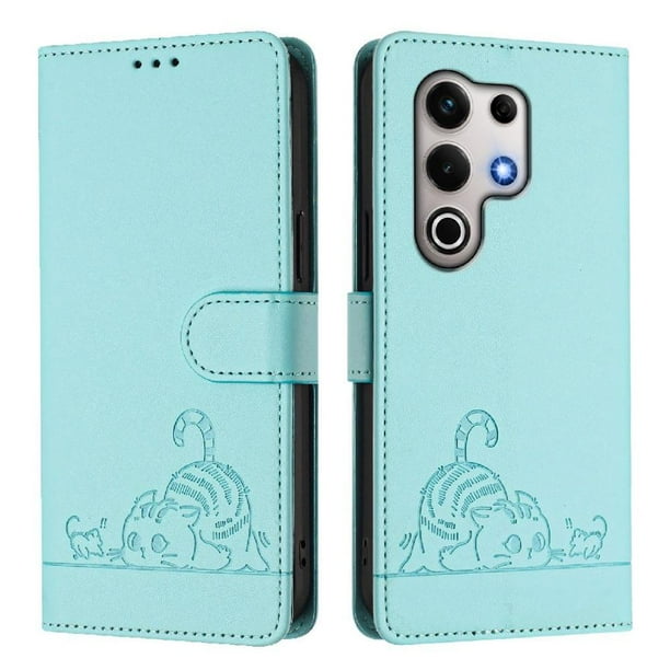 Funda tipo cartera FOXDOCK para itel S25 Ultra 4G con soporte, ranuras, RFID, diseño de gato