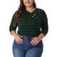 thumbnail image 1 of Agnes Orinda Conjuntos de Halloween para Mujeres Tallas Grandes Tops de Escuela Universitaria Manga 3/4 Blusa Casual Elegante de Punto a Rayas Cuello Asimétrico Camiseta de Moda 2X Verde Oscuro, 1 of 6