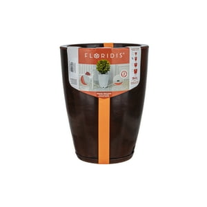 Floridis - Macetero Marron Marmol Amsterdam 44Cm Alto Con Plato
