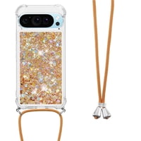 Funda Foxdock Para Google Pixel 9 Con Cuerda Ajustable, Brillo Líquido, Protección Antigolpes Y Lente – Ideal Para Regalo