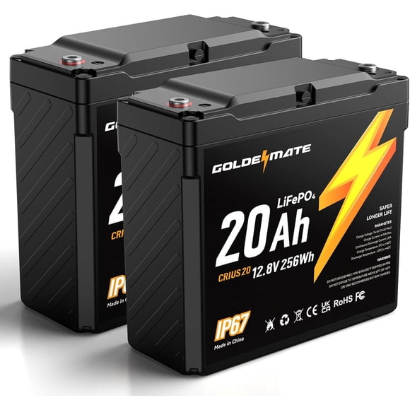 Batería GOLDENMATE 12V 20Ah LiFePO4 2 Pack IP67 BMS
