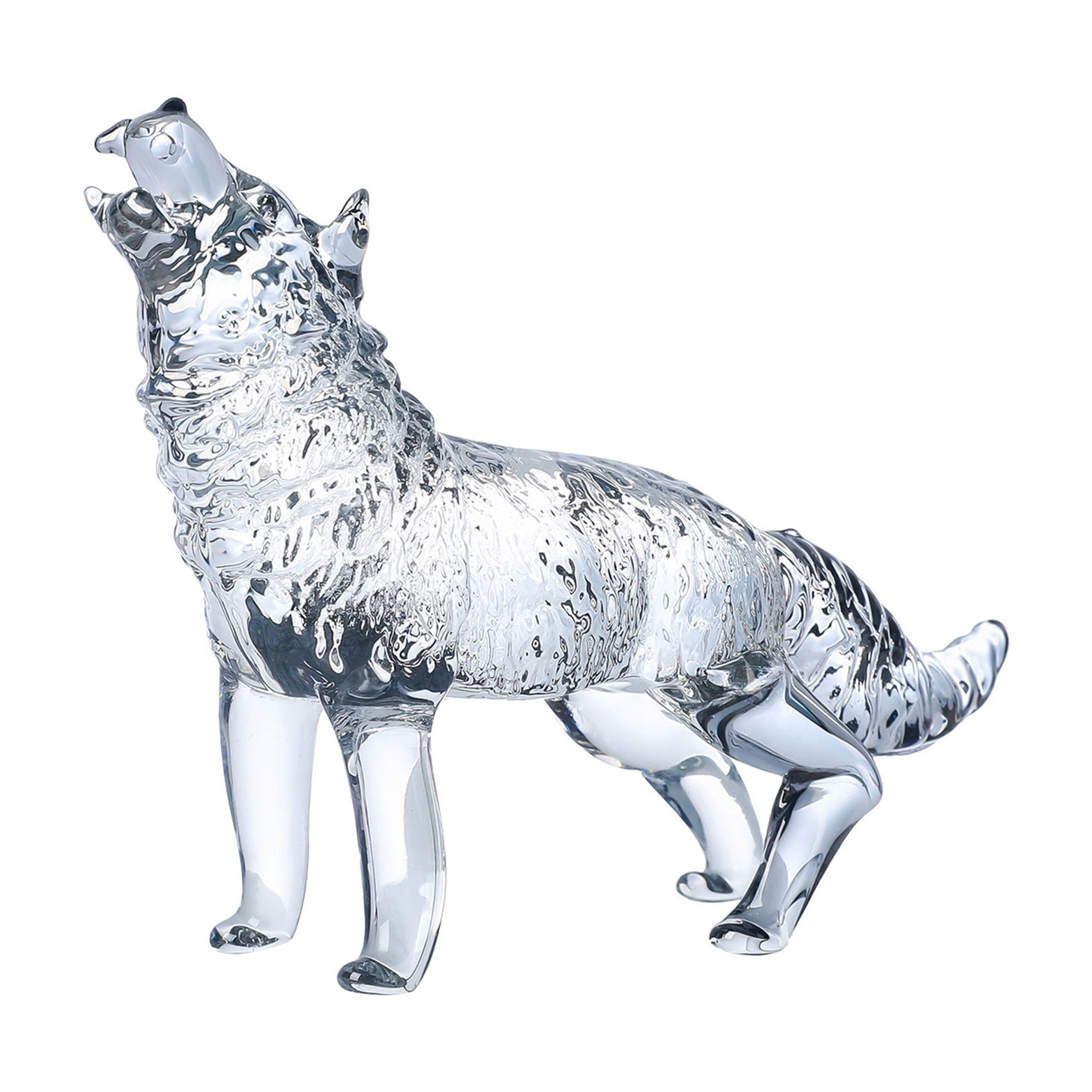 Veat00L - Imagen De Lobo De Cristal, Hecha A Mano, Decoración De La Estatua De Lobo De Los Amantes Del Lobo De Cumpleaños Y Navidad, Colección De Animales De Vidrio, Compacta Y Exquisita