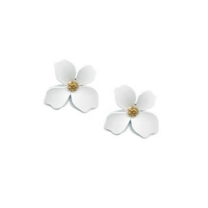 Prusia - Aros Pendientes Diseño Flor Color Blanco