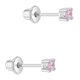 thumbnail image 2 of Aros solitario de plata 925 con circon rosado de cuatro puntas para bebé y niñas, 2 of 2