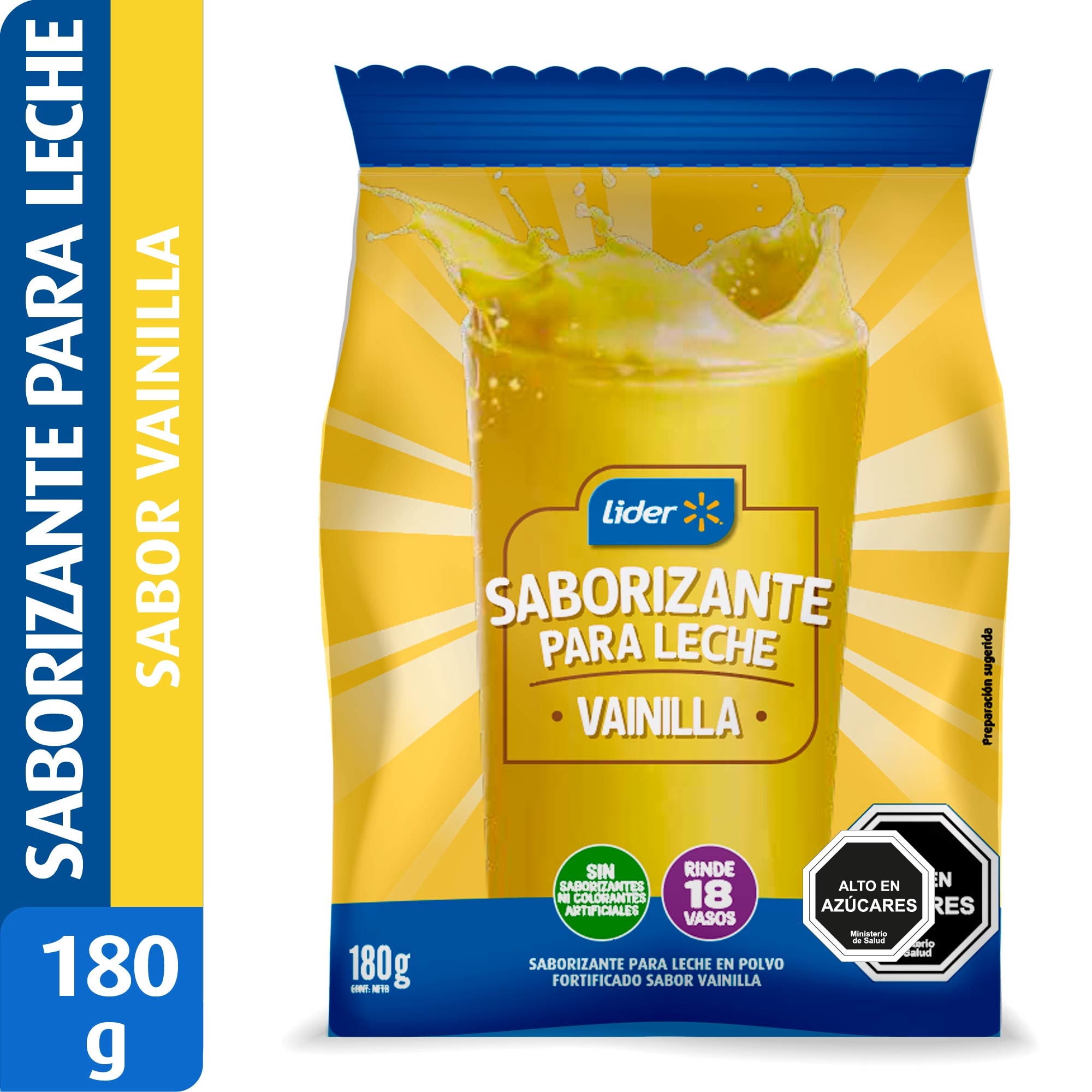 Saborizante Para Leche En Polvo Fortificado Sabor Vainilla 180 g Lider