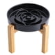 thumbnail image 1 of Comedero lento de cerámica Dog Bowl Addogyy con soporte de madera, color negro, 1 of 7