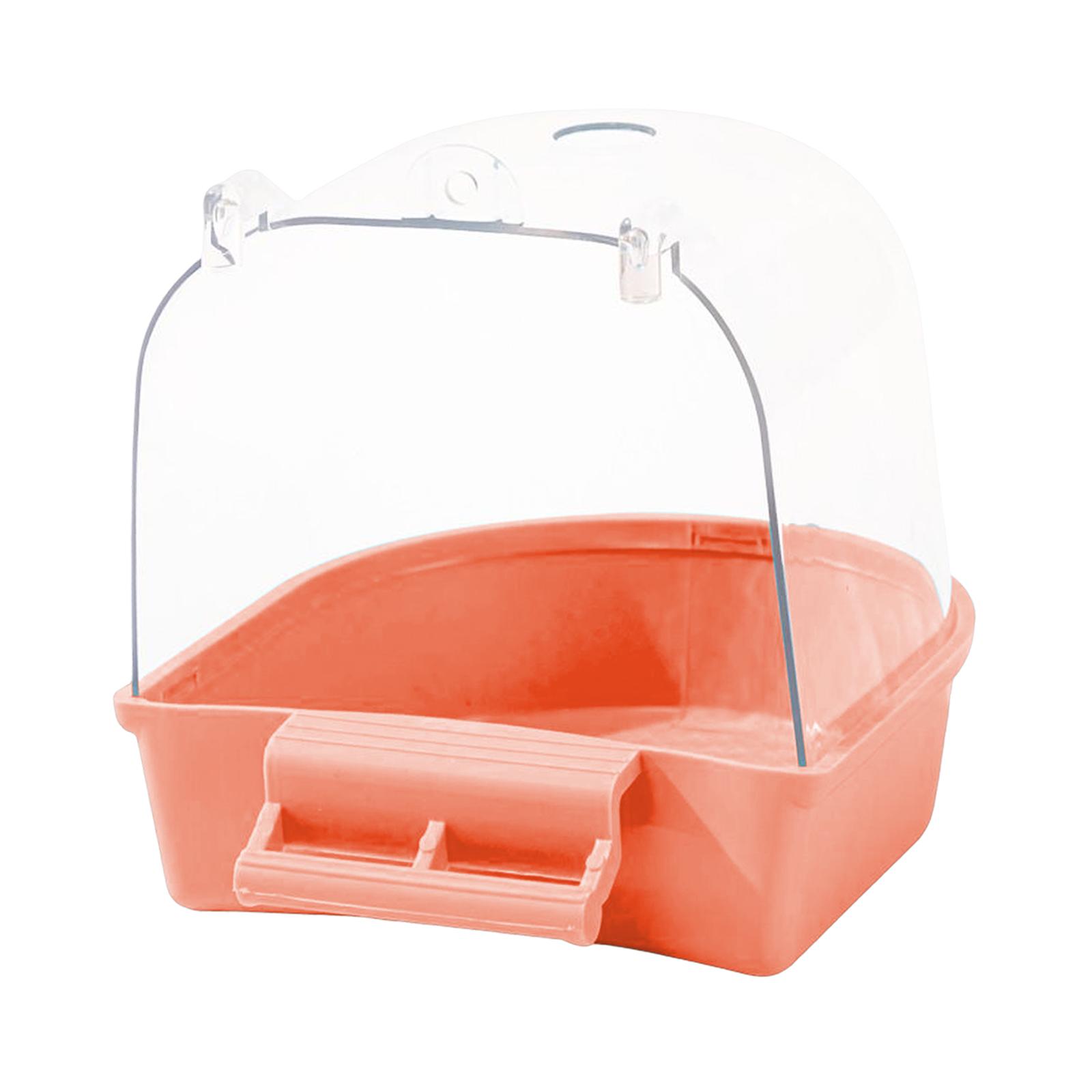 Magideal - Caja De Baño Para Pájaros Y Mascotas, Cuenco De Agua De Alimentación Colgante, Bañera De Baño Para Loros Enjaulados Para Periquitos, Pájaros Pequeños, Naranja Rosa