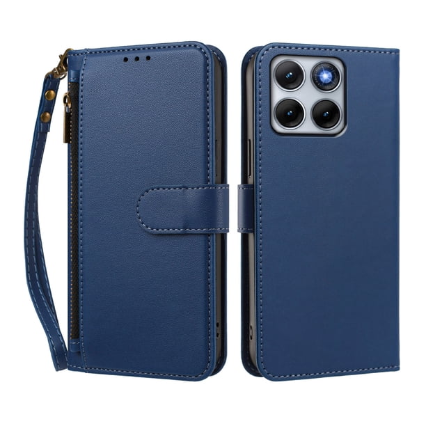 Funda Tipo Billetera para Motorola Moto Edge 70 Fusion con Soporte y Bolsillo con Cierre Azul profundo