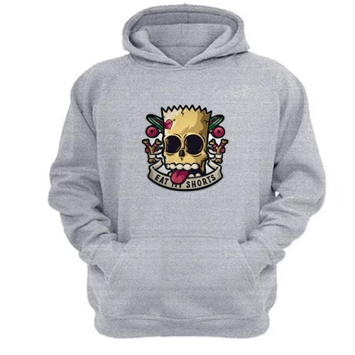 Polerón Canguro Eat My Shorts Gris Claro Talla M Unisex