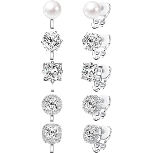 Cubic Zirconia Clip-On Earrings for Women, Hypoallergenic and Comfortable