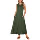 thumbnail image 1 of INSPIRE CHIC Vestidos sin mangas para mujer con botones, ajuste acampanado, línea A, fluido, casual, vestidos largos, atuendos de verano XL verde militar, 1 of 6