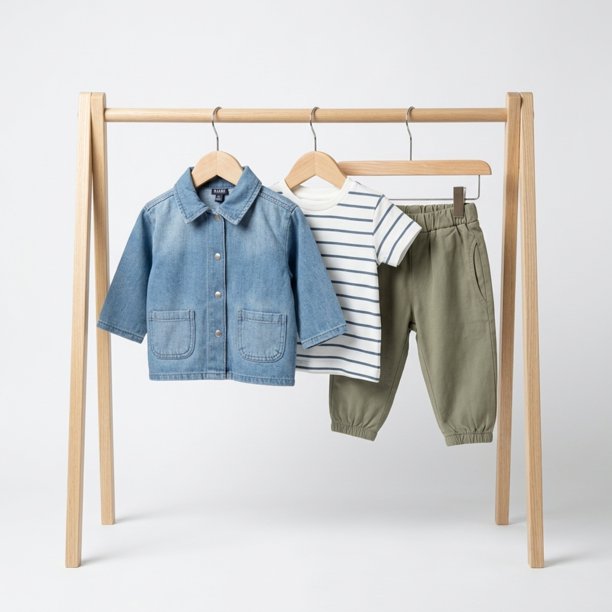Conjunto Casual De Polera Y Pantalon + Chaqueta Denim Para Niño
