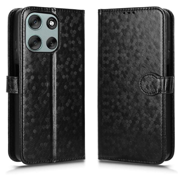 Funda Cartera Lunares Motorola Edge G56 5G con Tarjetero, Correa y Soporte Negro