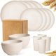 thumbnail image 1 of Xiao Hua Juego de vajilla de paja de trigo - Juego de 16 piezas (juego para 4 personas) Blanco roto, resistente, reutilizable, fabricado con material apto para alimentos, libre de bisfenol A., 1 of 3