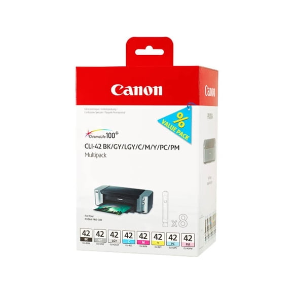 Paquete económico de tinta Canon CLI-42, paquete de 8 unidades, compatible con PIXMA PRO-100