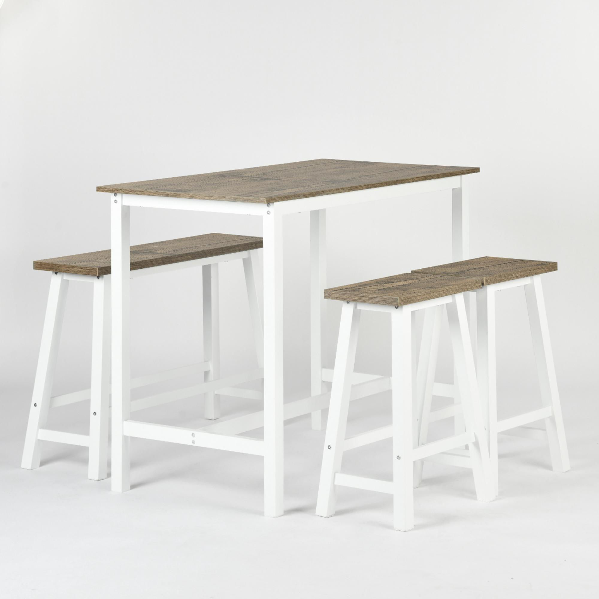 Mainstays - Juego Comedor Follen 3 Sillas Café Walnut - Blanco