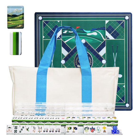 Set de Mahjong MAJONIX Acrílico con Tema de Golf – Portátil