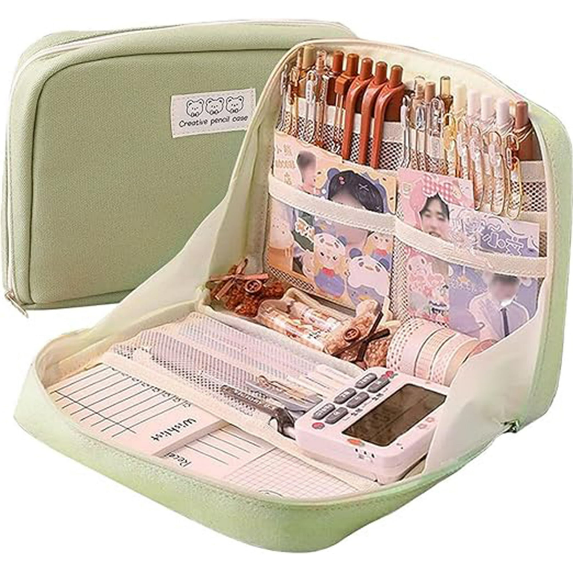 Veatool - Estuche Para Lápices De Gran Capacidad, Estuche Para Lápices De Multifuncional, Organizadora De Papelería Con 8 Compartimento, Bolsa De Papelería De Gran Apertura Adecuada Para La Escuela