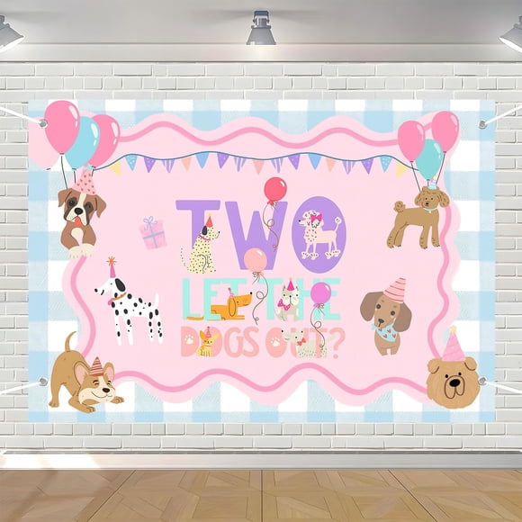Decoración de Banner Bad Two The Bone Two Let the Dogs Out para Fiesta de Cumpleaños de Perro de 2 Años, Cachorro, Fiesta de Cumpleaños 2º, 5×3 pies