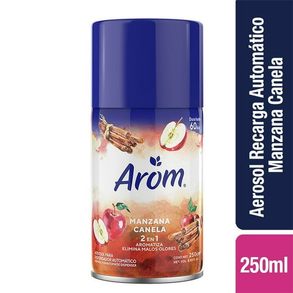 Aromatizante Ambiental Repuesto Aerosol Manzana Canela Lata, 250 ml