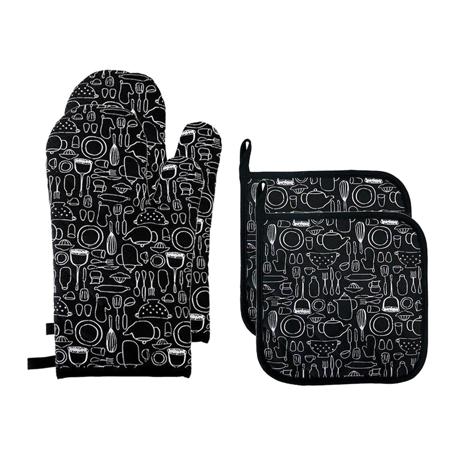 Magideal - Guantes De Horno Portátiles Almohadilla De Aislamiento Guantes De Horno Con Juego De Agarraderas, Guantes Para Hornear Resistentes Al Calor Para , Negro